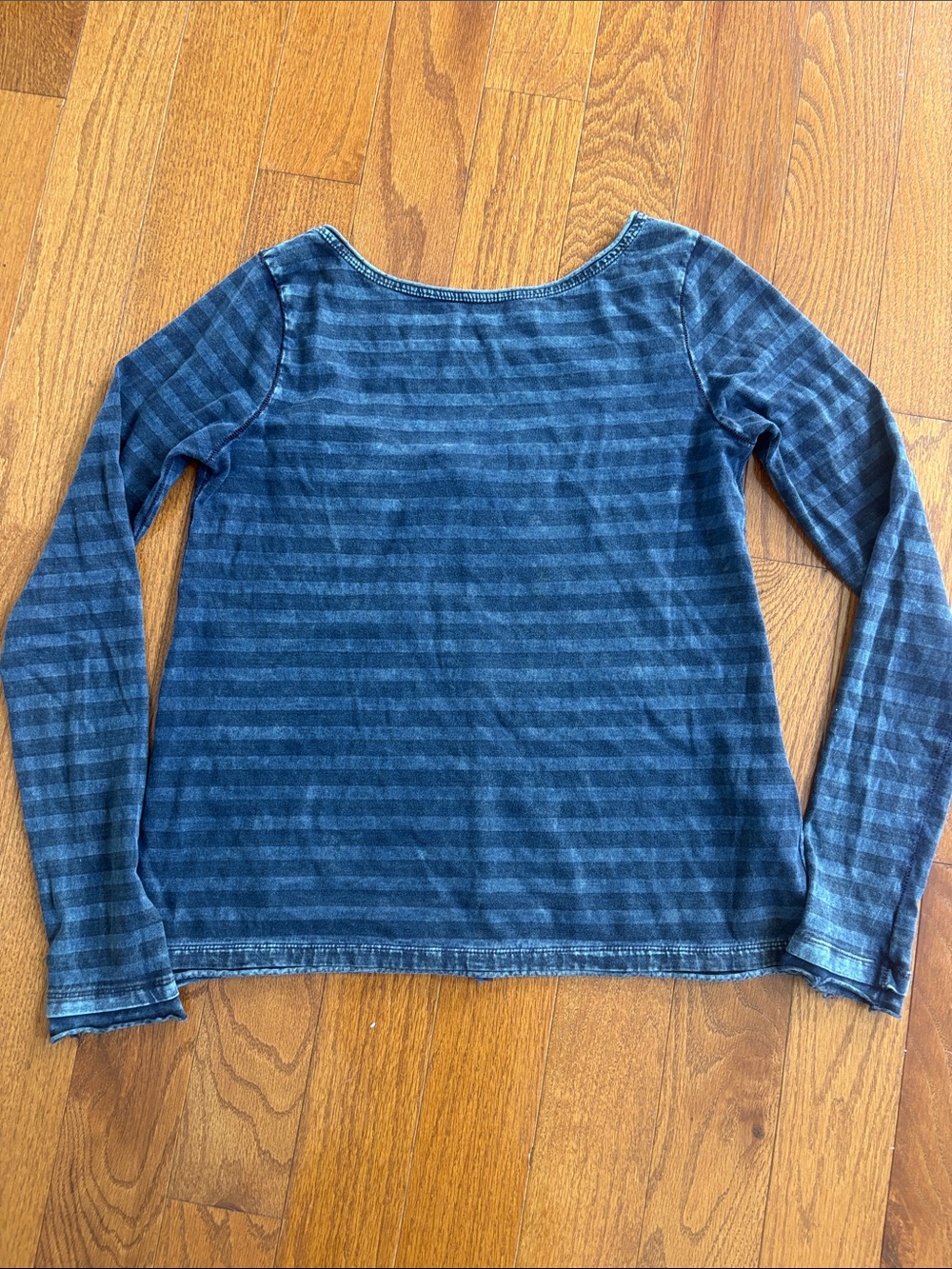 Free People Striped Long-Sleeve Boatneck Neck Tee - Heathered Blue Stripe
